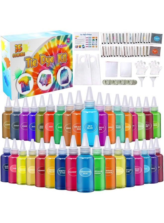 PATIFEED Tie Dye Kit, 35 Colors Fabric Tyedyedye Kit, Non-Toxic Tye Dye Kit for Kids, Adults, Large Groups, Handmade Party - Image 1