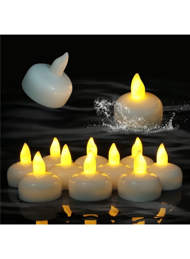 Mado Gallery 12 PCS Waterproof Flameless Floating LED Candles – Battery Operated Warm White Tealights for Vases, Wedding & Pool Decor - Image 1