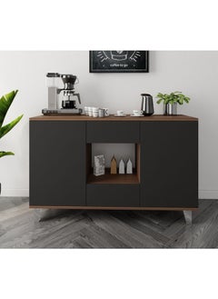 Al Home Black and Brown Coffee Corner with Two Doors and Two Sliding Drawers 100x38x90 cm  - Image 1