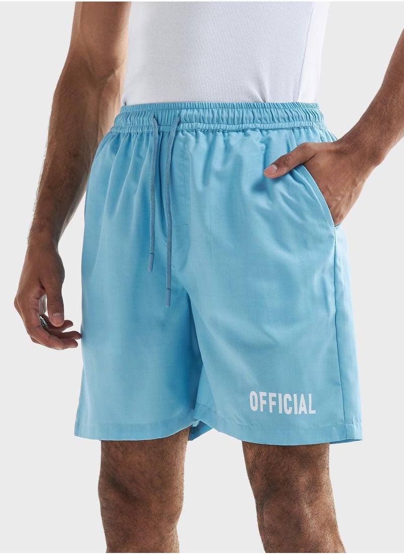 FAV Slogan Drawstring Shorts  - Image 1