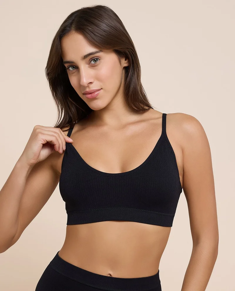 R&B 2 Pack Ribbed Padded Sports Bra