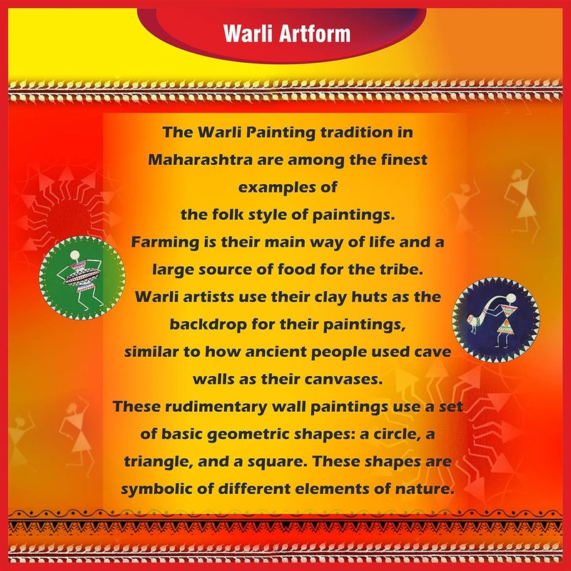 SOLOBOLO Warli Art Painting Kit|Decorative Fridge Magnets for Kitchen|Warli Art and Craft Kit|Gifts for Girls Age 10-12|4 Pre Marked DIY Painting Kit Fridge Magnets|Big Size 3.5 in Dia|Pack of 3 Sets - Image 4