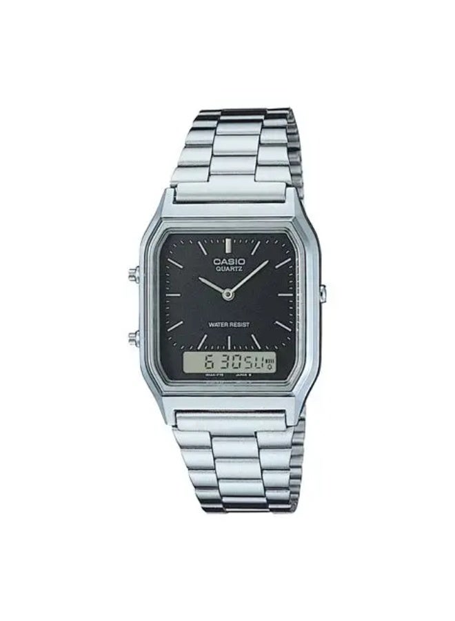 Casio Vintage Unisex Quartz Stainless Steel Black Dial Analog Digital Watch AQ-230A-1DHDF