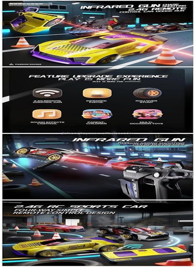 EXOMOON لعبة سيارة تحكم عن بعد تعمل بالأشعة تحت الحمراء من إكسومون، ثنائية اللاعبين، مع جهازَي تحكم عن بعد | لعبة إطلاق نار وإسقاط | لعبة مراوغة وإطلاق نار وإسقاط محددة بوقت | لعبة سباق وهدف تفاعلية للأطفال (أسود) - Image 5