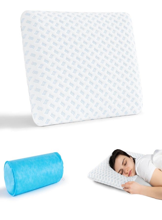 Slybear Ultra Thin Pillow 2.75" Cooling Memory Foam Pillows for Stomach Sleeping, Gel Infused Slim Pillow for Side Back Stomach Sleepers, Travel Pillow, Bed Pillow Neck Support, Washable Cover Standard Size - Image 1
