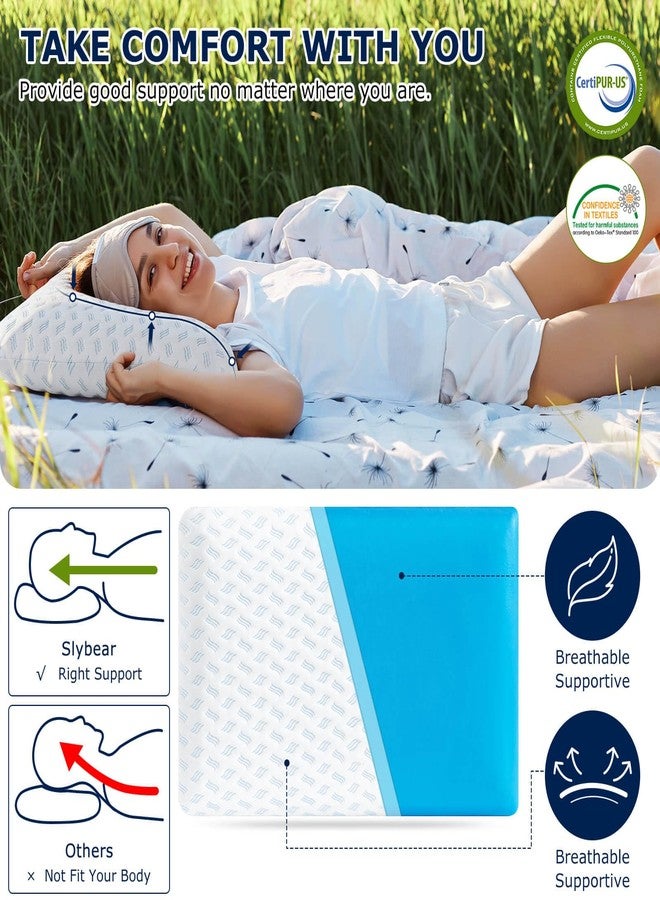 Slybear Ultra Thin Pillow 2.75" Cooling Memory Foam Pillows for Stomach Sleeping, Gel Infused Slim Pillow for Side Back Stomach Sleepers, Travel Pillow, Bed Pillow Neck Support, Washable Cover Standard Size - Image 2