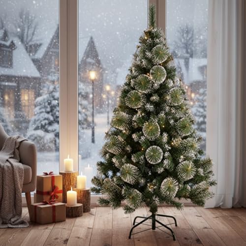 VikriDA 6.5 Feet Artificial Snow-Flocked Christmas Tree with 102Pcs Decorative Ornaments| Xmas Tree with Sturdy Metal Stand - Image 2