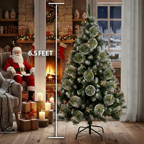 VikriDA 6.5 Feet Artificial Snow-Flocked Christmas Tree with 102Pcs Decorative Ornaments| Xmas Tree with Sturdy Metal Stand - Image 3