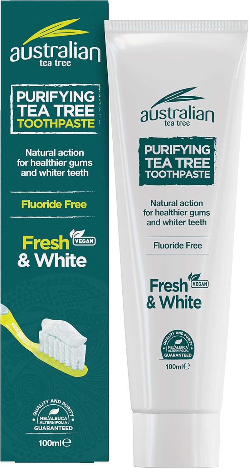 Australian Tea Tree Toothpaste Purifying Natural Vegan Cruelty Free Fluoride Free Fresh and White 100 ml - Image 1
