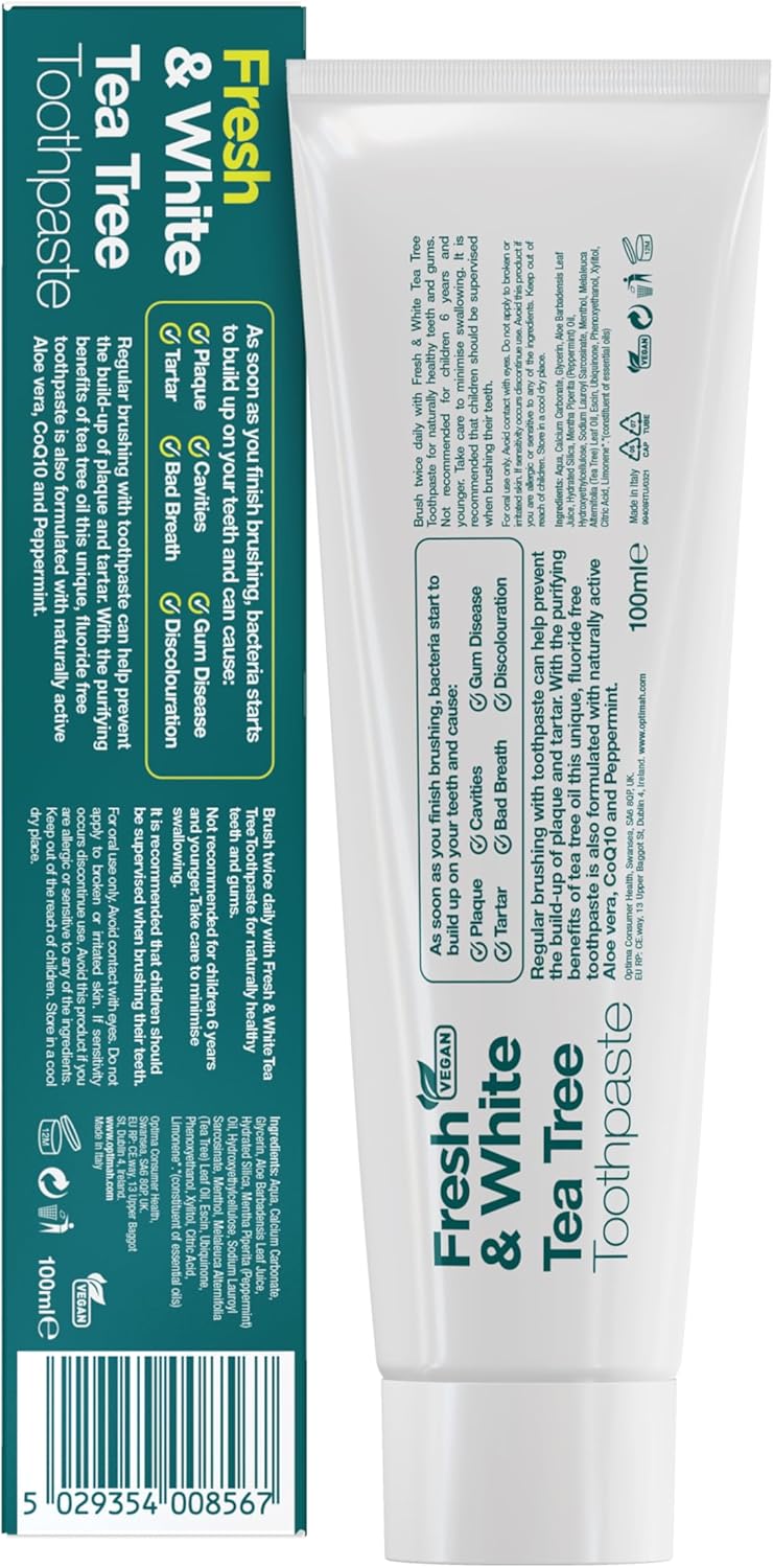 Australian Tea Tree Toothpaste Purifying Natural Vegan Cruelty Free Fluoride Free Fresh and White 100 ml - Image 3