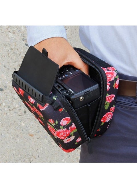 USA GEAR DSLR Camera Sleeve with Molded EVA Hard Shell Camera Case Protection, Quick Access Opening, Padded Interior and Rubber Coated Handle-Compatible with Nikon, Canon, Olympus and More (Floral)