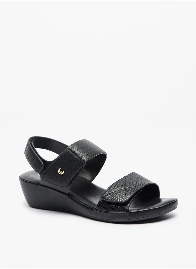 Le Confort - Women Textured Slip-On Sandals with Hook and Loop Closure - Image 1