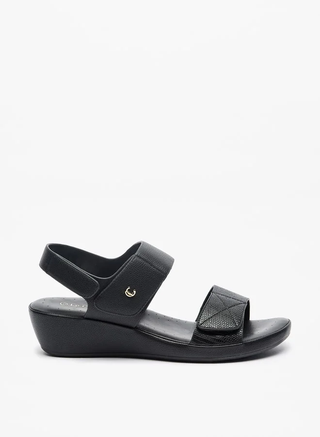 Le Confort Women Textured Slip-On Sandals with Hook and Loop Closure