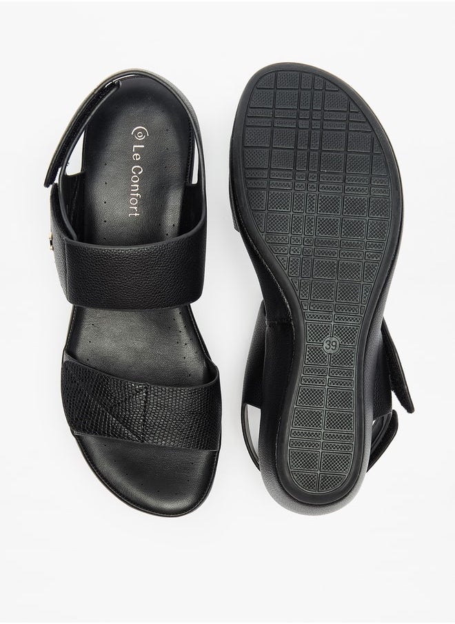 Le Confort - Women Textured Slip-On Sandals with Hook and Loop Closure - Image 1