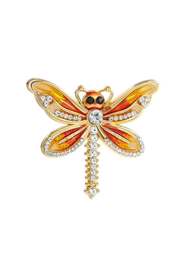 Luxury & Trendy Crystal Rhinestone Accessory Brooch Pin for Women, for clothes and Bags Fashion Enamel Available in different shapes and colors Gold/Silver (Dragonfly 6) - Image 2