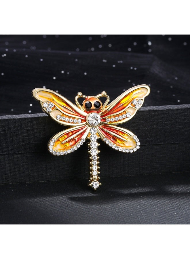 Luxury & Trendy Crystal Rhinestone Accessory Brooch Pin for Women, for clothes and Bags Fashion Enamel Available in different shapes and colors Gold/Silver (Dragonfly 6) - Image 1