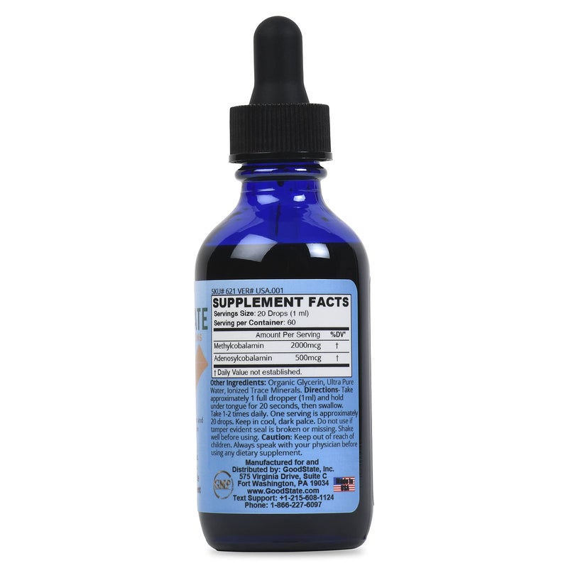 Good State Vitamin B12 Liquid Mineral Supplement | Vegan, Organic and Professional Grade B12 Vitamins Sublingual Liquid | Nano-Ionic for Optimal Absorption | 2 Fl oz Bottle - Image 2