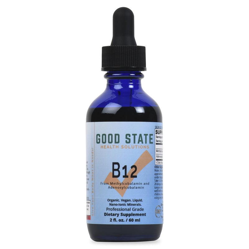 Good State Vitamin B12 Liquid Mineral Supplement | Vegan, Organic and Professional Grade B12 Vitamins Sublingual Liquid | Nano-Ionic for Optimal Absorption | 2 Fl oz Bottle - Image 1