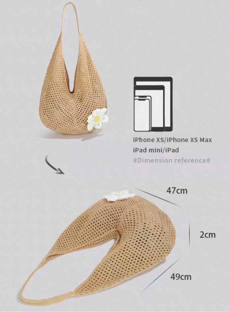 سيكاي سعة كبيرة منسوجة كيس كتف واحد، كيس شاطئ عطلة الشاطئ - Image 4