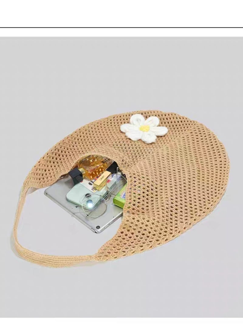 سيكاي سعة كبيرة منسوجة كيس كتف واحد، كيس شاطئ عطلة الشاطئ - Image 5