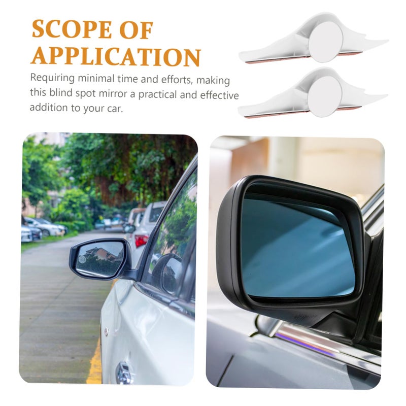 White Car Side Mirror Rain Guard Pair Easy Installation Safe Driving Auxiliary Convex Mirror - Image 3