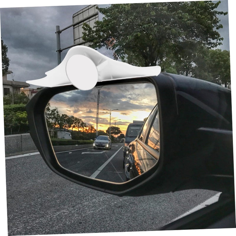 White Car Side Mirror Rain Guard Pair Easy Installation Safe Driving Auxiliary Convex Mirror - Image 5