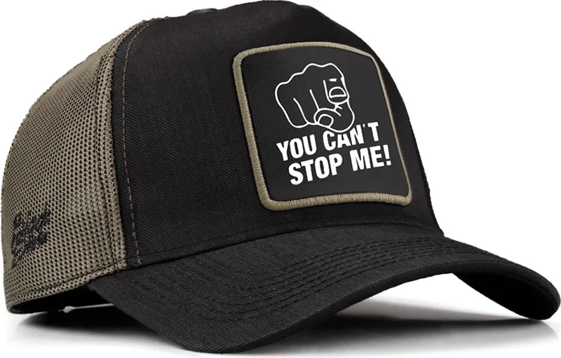 Blackbörk V1 Trucker You Can't Stop Me - 1sh Unisex Black-Khaki Cordura Fabric Hat (Cap) with Code Logo