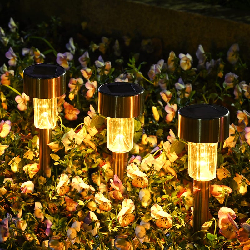 SOLPEX SOLPEX 12 Pack Solar Outdoor Lights Pathway, Stainless Steel Solar Lights Outdoor Waterproof,LED Landscape Lighting Solar Walkway Lights for Landscape/Patio/Lawn/Yard/Driveway-Warm White  - Image 1