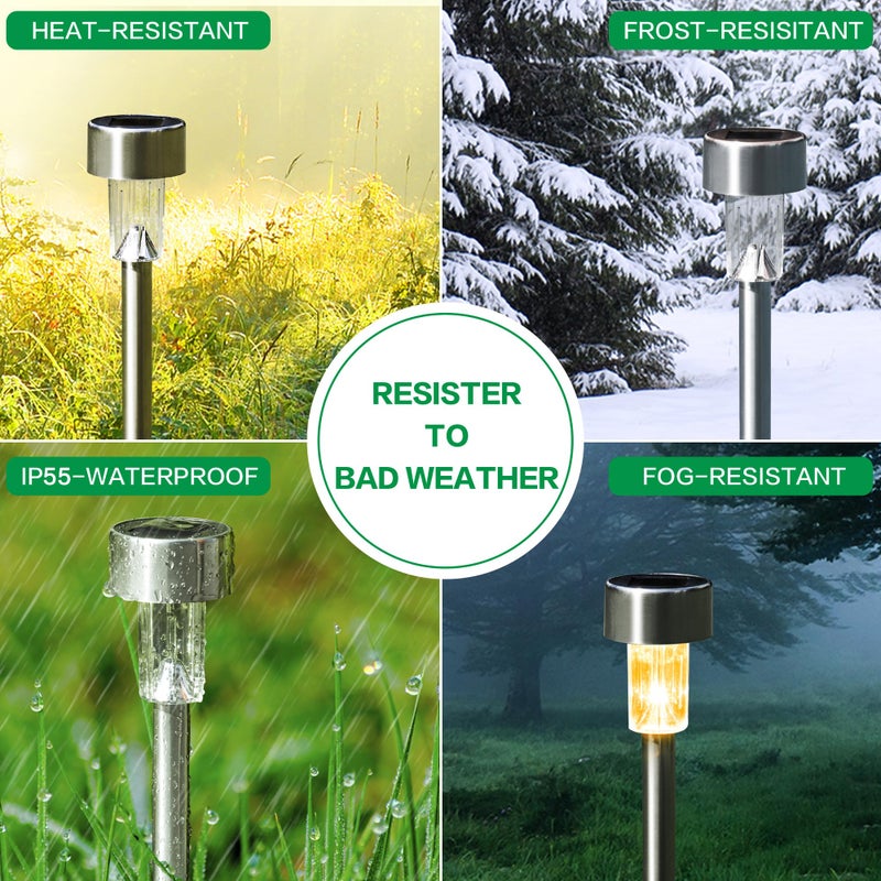 SOLPEX SOLPEX 12 Pack Solar Outdoor Lights Pathway, Stainless Steel Solar Lights Outdoor Waterproof,LED Landscape Lighting Solar Walkway Lights for Landscape/Patio/Lawn/Yard/Driveway-Warm White  - Image 5