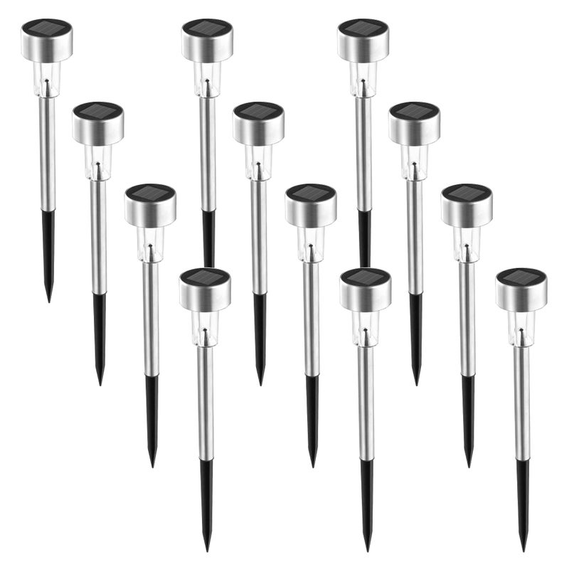 SOLPEX SOLPEX 12 Pack Solar Outdoor Lights Pathway, Stainless Steel Solar Lights Outdoor Waterproof,LED Landscape Lighting Solar Walkway Lights for Landscape/Patio/Lawn/Yard/Driveway-Warm White  - Image 2