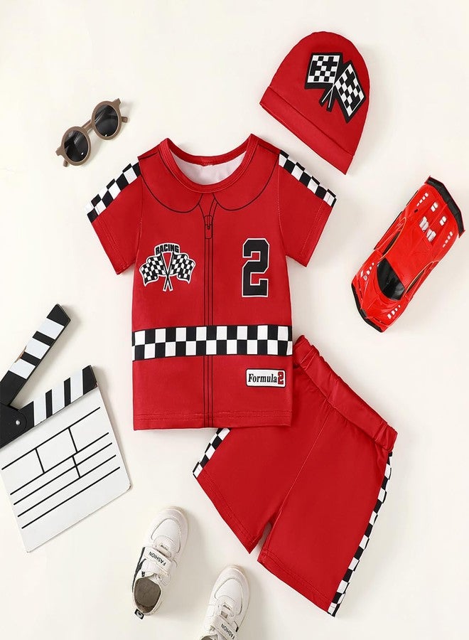 Happidoo Baby Boy 2nd Birthday Outfit Toddler Two Year Old Birthday Clothes Boy Race Car Driver Shirt (Red-short,2T) - Image 2