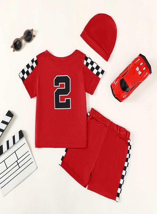 Happidoo Baby Boy 2nd Birthday Outfit Toddler Two Year Old Birthday Clothes Boy Race Car Driver Shirt (Red-short,2T) - Image 3
