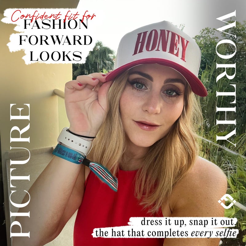 Funky Junque Two Tone Vintage Snapback Hat - Honey - White/Red - Image 5
