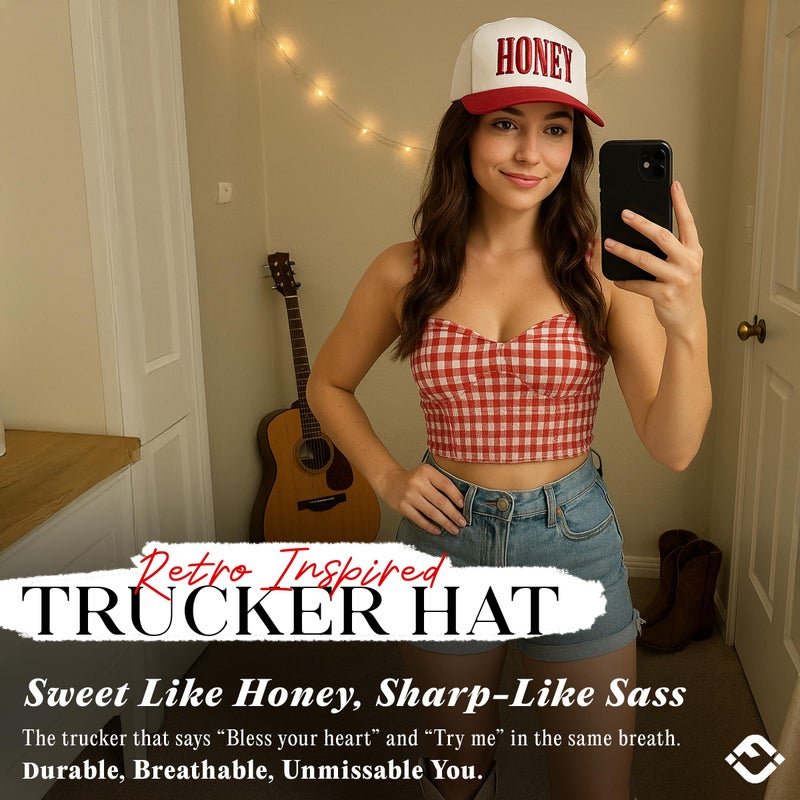 Funky Junque Two Tone Vintage Snapback Hat - Honey - White/Red - Image 4