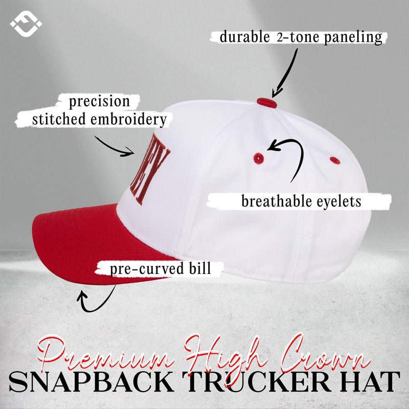 Funky Junque Two Tone Vintage Snapback Hat - Honey - White/Red - Image 3