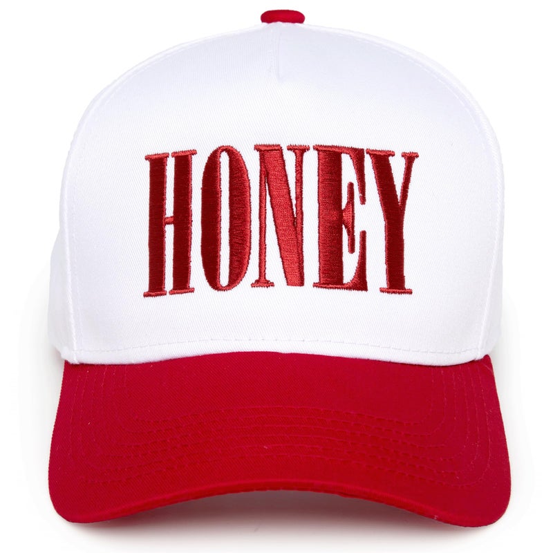 Funky Junque Two Tone Vintage Snapback Hat - Honey - White/Red - Image 1