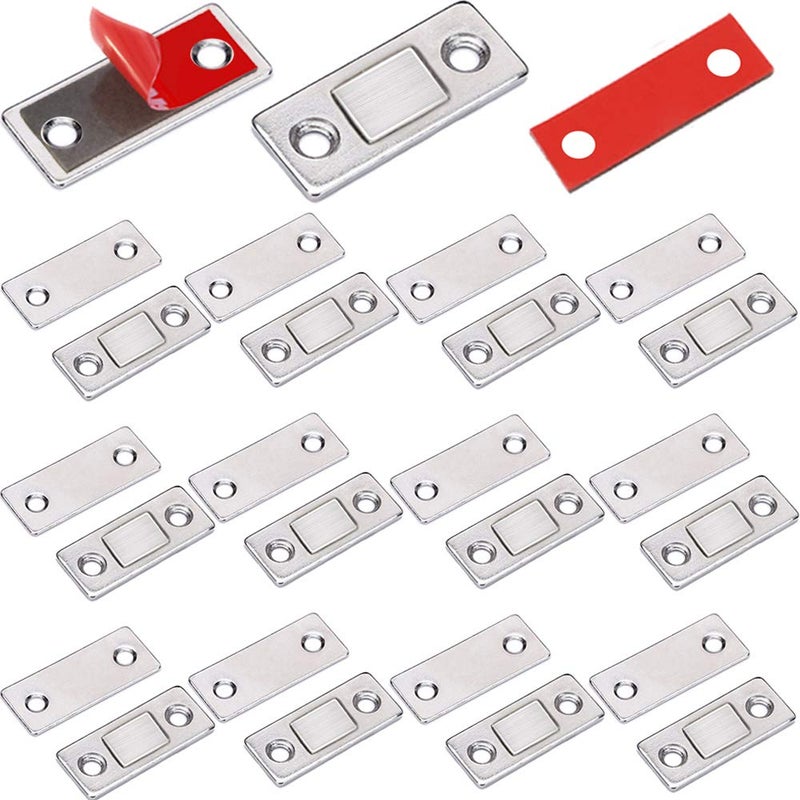 Jiayi Drawer Magnets Jiayi 12 Pack Ultra Thin Cabinet Door Magnet Stainless Steel Magnetic Cabinet Latches Hardware Cabinet Magnets Catch for Sliding Door Kitchen Cupboard Closure Closet Door Closer - Image 1
