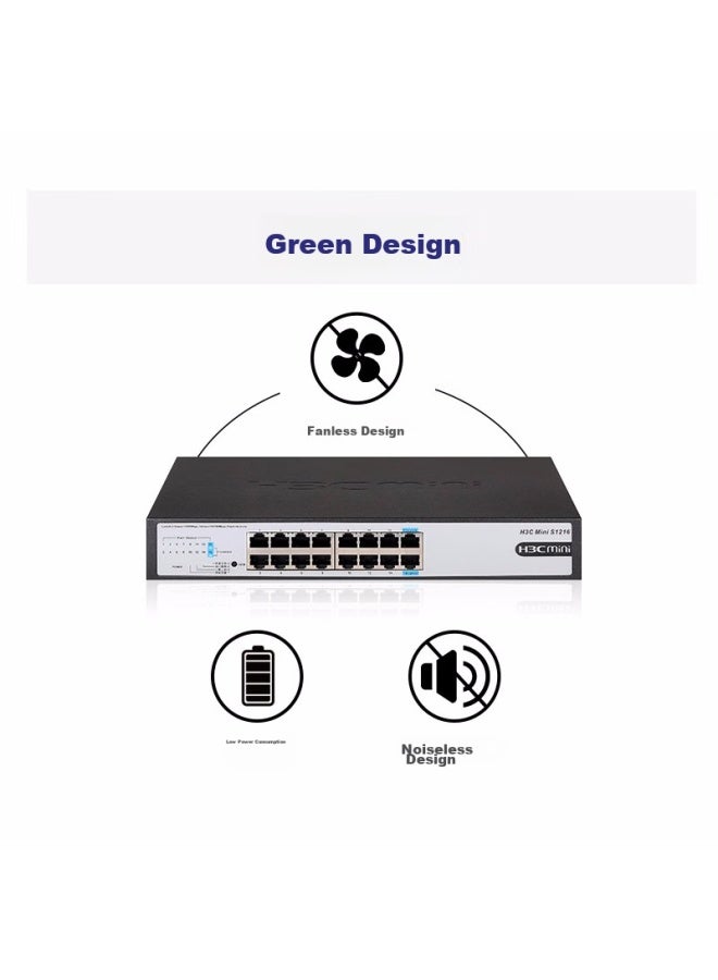 H3c 16-port Gigabit Switch, Unmanaged Enterprise-grade Switch, Network Cable Splitter, S1216 - Image 2