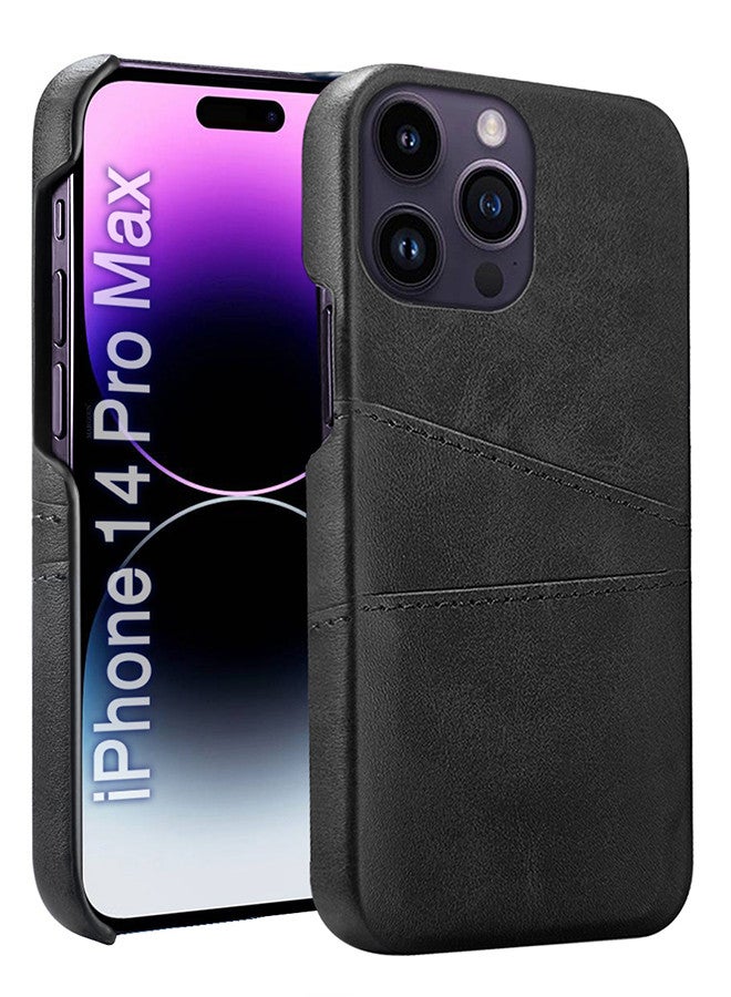 CATANES iPhone 14 Pro Max Case Cover Leather with Card Holder for Men Women Phone Case - Black - Image 1