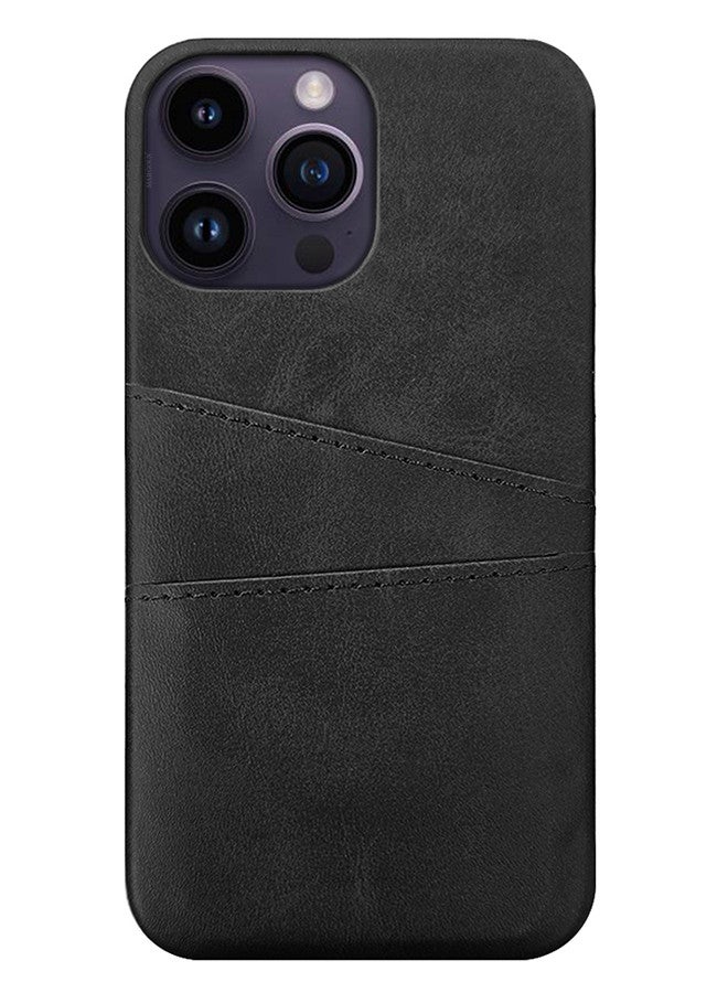CATANES iPhone 14 Pro Max Case Cover Leather with Card Holder for Men Women Phone Case - Black - Image 3