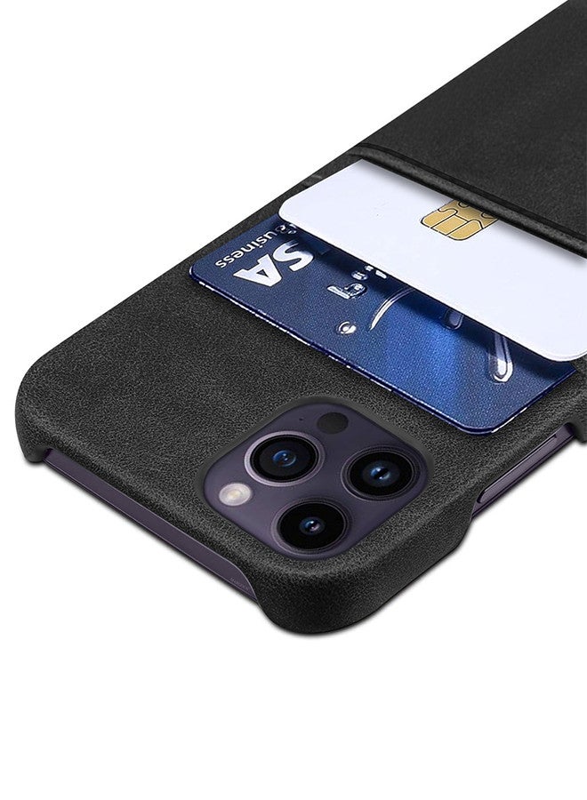 CATANES iPhone 14 Pro Max Case Cover Leather with Card Holder for Men Women Phone Case - Black - Image 2