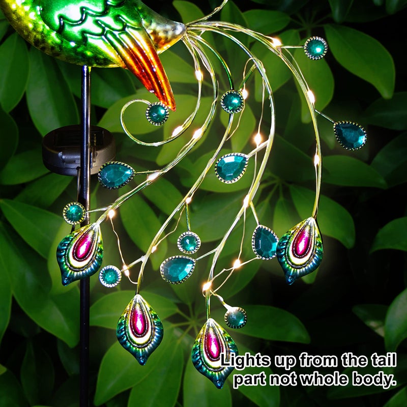 Glintoper Solar Garden Lights, 39 Inch Height Outdoor Metal Peacock Decorative Garden Stakes, Mothers Day Ideal Gifts, Waterproof Path Lights Lawn Stake Ornaments for Patio Pathway Yard Decoration - Image 4