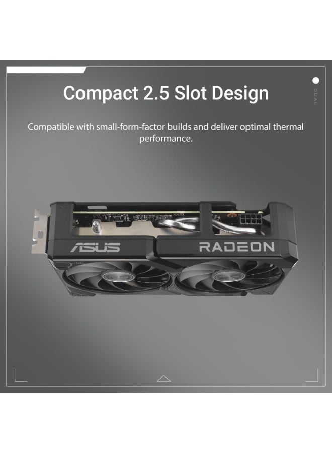 ASUS Dual Radeon™ RX 9060 XT 8GB GDDR6 Graphics Card (PCIe 5.0, HDMI 2.1b, DisplayPort 2.1a, 2.5-Slot Design, Axial-tech Fan Design, 0dB Technology, and More) - Image 2