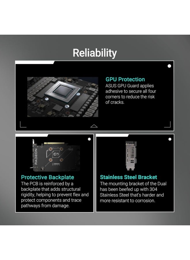 ASUS Dual Radeon™ RX 9060 XT 8GB GDDR6 Graphics Card (PCIe 5.0, HDMI 2.1b, DisplayPort 2.1a, 2.5-Slot Design, Axial-tech Fan Design, 0dB Technology, and More) - Image 4