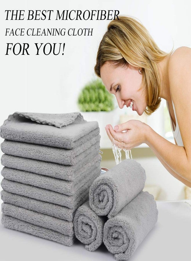 SUNLAND Microfiber Face Cloth Reusable Makeup Remover Facial Cleansing Towel Ultra Soft Face Washcloth 12inchx12inch 12 Pack Grey - Image 4
