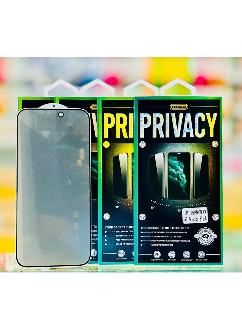 Admos Privacy Screen Protector iPhone 15 promax 6.1", 5D Tempered Glass Screen Protector for Apple iPhone 15 pro 6.1nch Black/Clear - Image 5