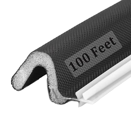 Solike 100 Feet Weather Stripping Door Seal Strip, Solike V-Shaped "Q" Foam Slot Installation Seals Large Gap Kerf Weather Stripping for Door Frame, Easy Cut to Size(Black) - Image 1