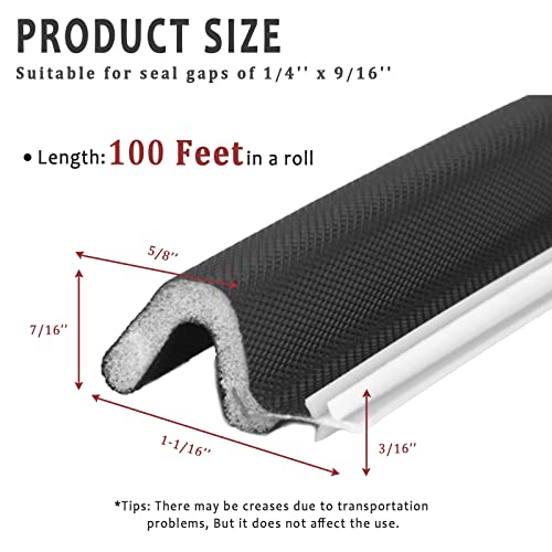 Solike 100 Feet Weather Stripping Door Seal Strip, Solike V-Shaped "Q" Foam Slot Installation Seals Large Gap Kerf Weather Stripping for Door Frame, Easy Cut to Size(Black) - Image 2
