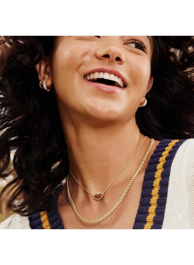 Kendra Scott Kendra Scott Football Short Pendant Necklace in Orange Goldstone, 14k Gold-Plated Brass, Fashion Jewelry for Women  - Image 3