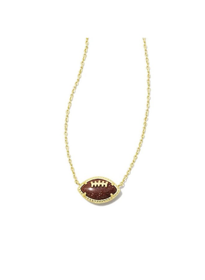 Kendra Scott Kendra Scott Football Short Pendant Necklace in Orange Goldstone, 14k Gold-Plated Brass, Fashion Jewelry for Women  - Image 1